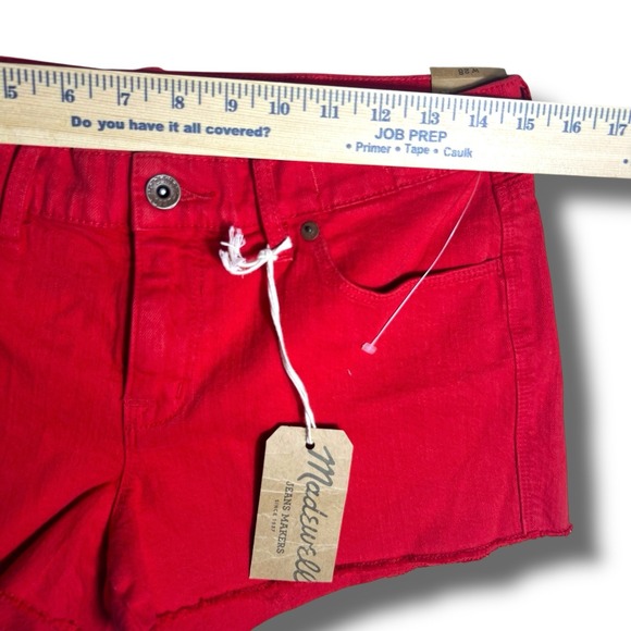 Madewell Red Size W28‎ Cotton/spandex Woman Relaxed Denim Raw Hem Shorts - Picture 5 of 7